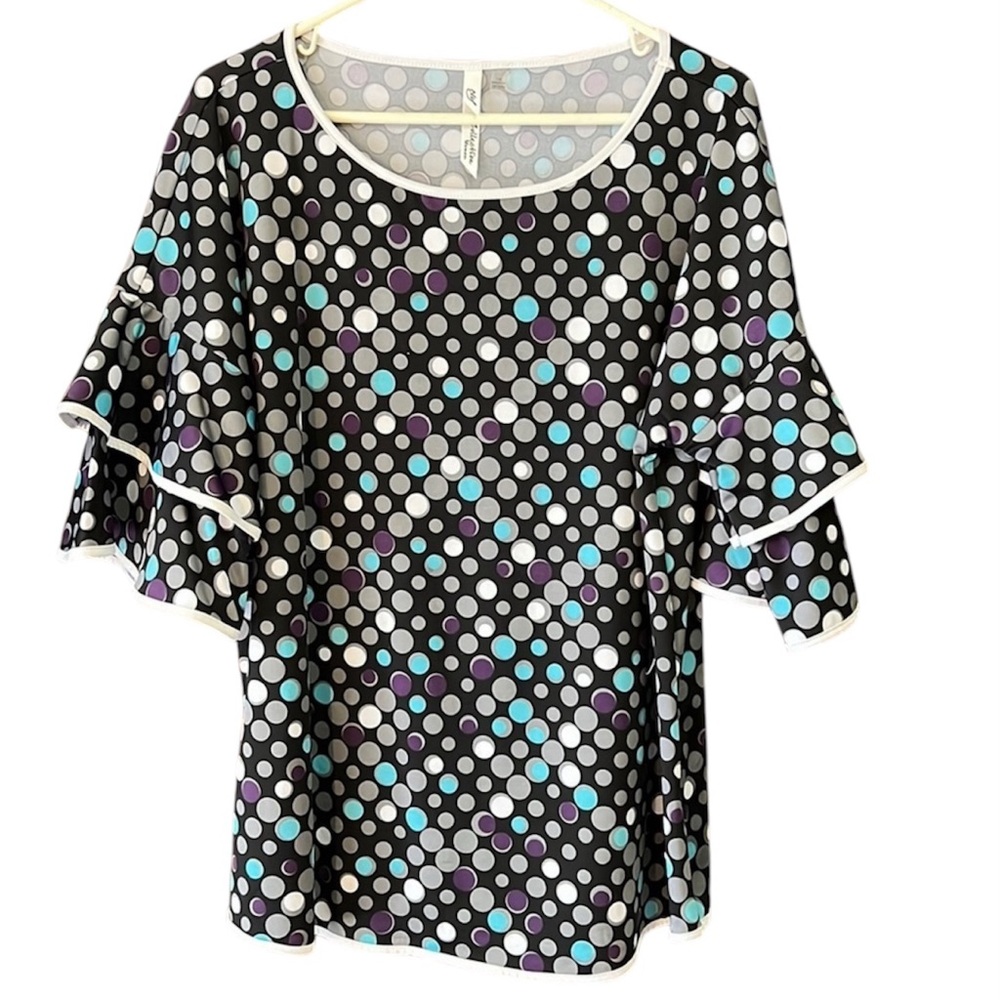 NY Collection Women Polka Dot Blouse Size 1X